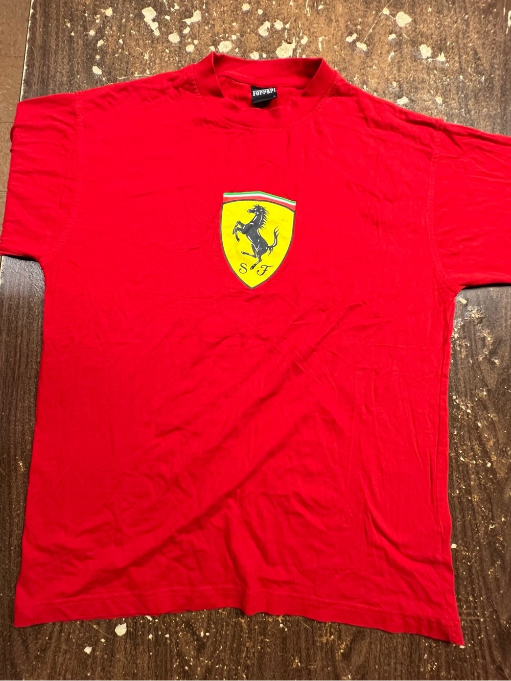 Vintage Y2K Scuderia Ferrari Big Logo Shield T Shirt Red Mens L F1 Racing